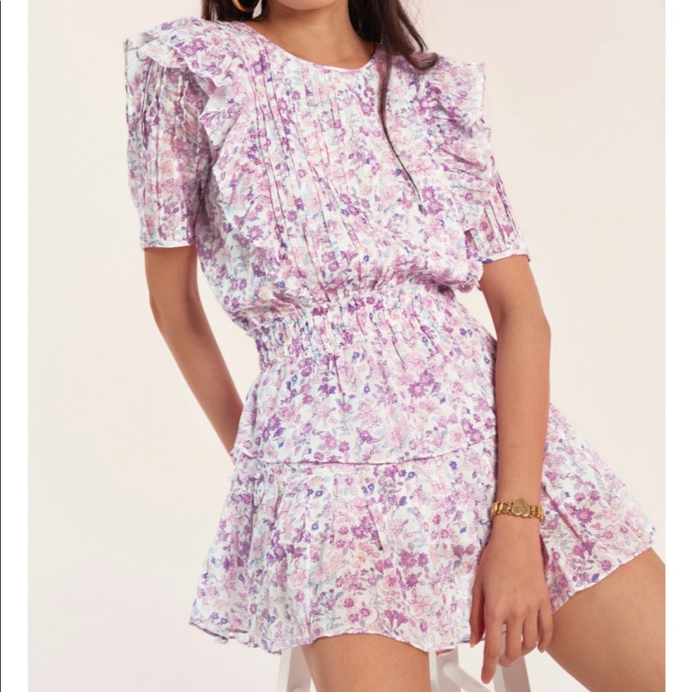 LoveShackFancy Natasha Mini Dress - Purple Iris